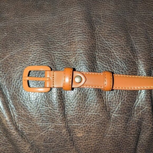 *3 FOR $9* NEW Thin Camel Painted Metal Buckle Stitched Casual Dress Belt - Picture 3 of 3
